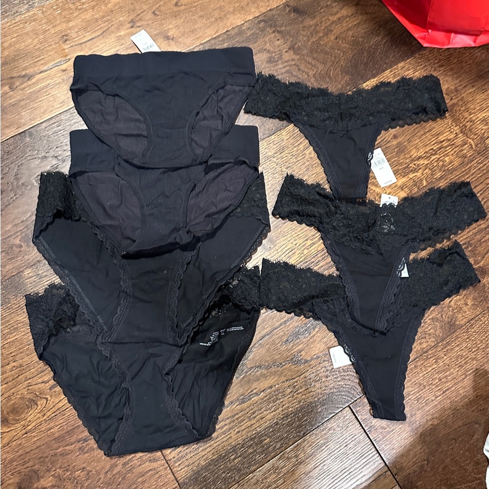 Bundle of 7 aerie American eagle Black Lace and Cotton Panty Set